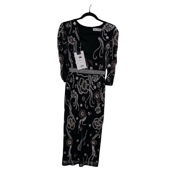 Mac Duggal Dresses & Skirts - Mac DUGGAL middi Elegant Black and Silver Embellished Dress new size 2